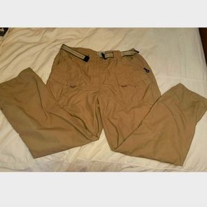 LL Bean nylon pants women's L reg self belted
